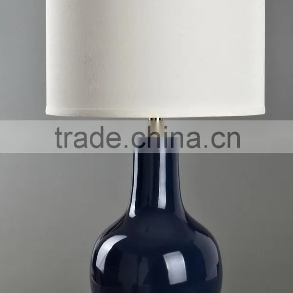 Four Colors Available Metal Base Ceramic Body With Fabric Lampshade Modern Desk Lamp Bedroom Living Room Dining Room Table Lamp photo-4