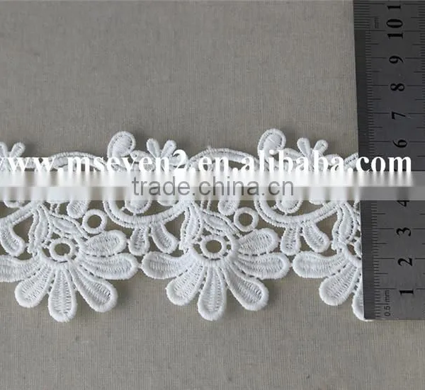 Good Price Water Solouble Lace Flower Trim With 6cm in White Polyester Embroidery Lace for Dress photo-5