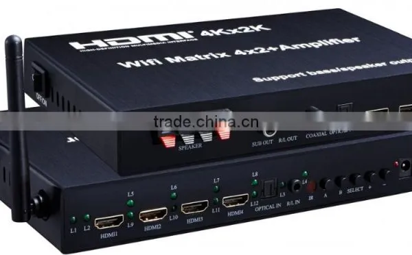 WIFI HDMI Matrix 4x2 + Amplifier (Support IOS/Android WIFI Display, 4Kx2K,Bass/speaker Output) photo-4