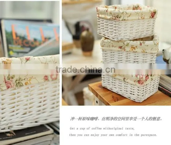 Wholesale Handmad Corner Wicker Storage Basket Wicker Office Storage Baskets White Wicker Basket photo-3