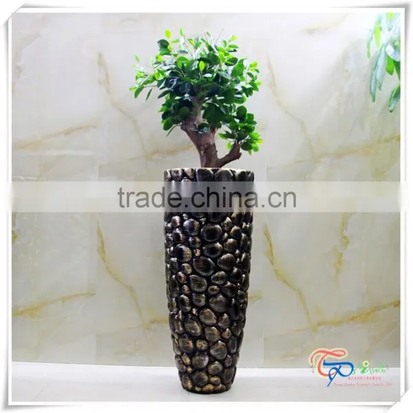 Black Resin Tall Pots Flower Planter photo-5