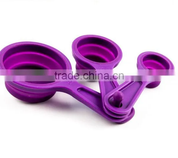 16094 SILICONE MEASURING CUPS SET CUP SPOON KITCHEN TOOL COLLAPSIBLE BAKING COOK photo-2