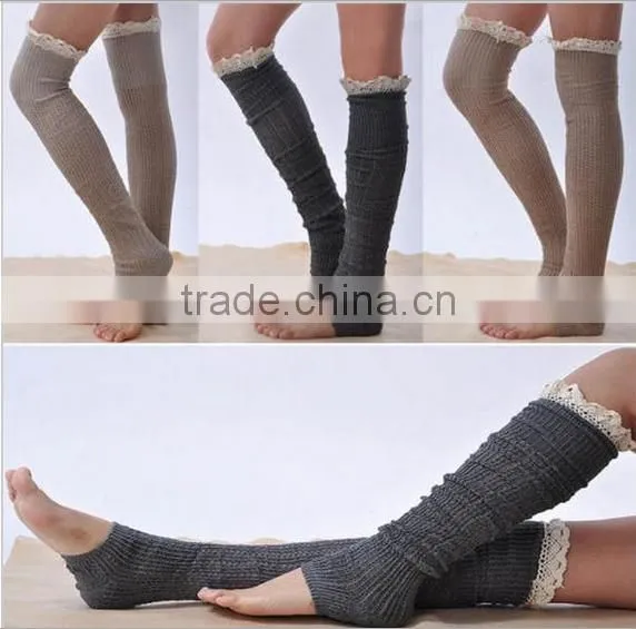 2015 Wholesale Adult Leg Warmers Ruffle Button Leg Warmers Lace Boot Socks photo-3