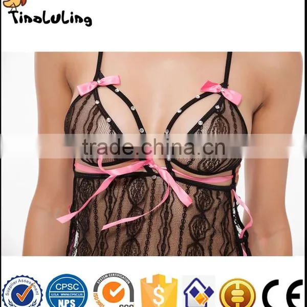 2017 Tinaluling Ladies Black Lace Bra Set Slim Fit Sexy Lingerie Manufacture photo-4