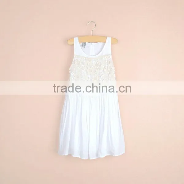 R&H 2016 Sleeveless White Chiffon Georgette Dresses Valentine Dress Kids Casual Frocks photo-2