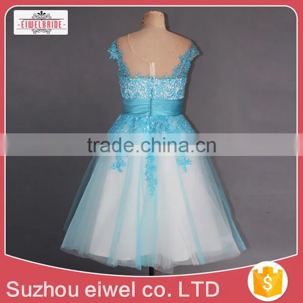 Beaded Blue Evening Dress Short Mini photo-2