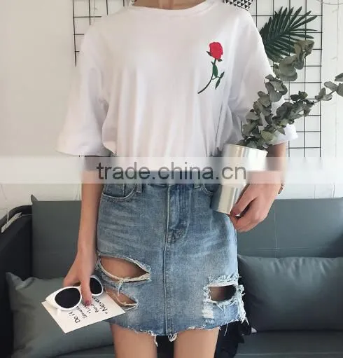 Runwaylover 4963 Sexy Europea Hot Sale Ripped Denim Skirt photo-2