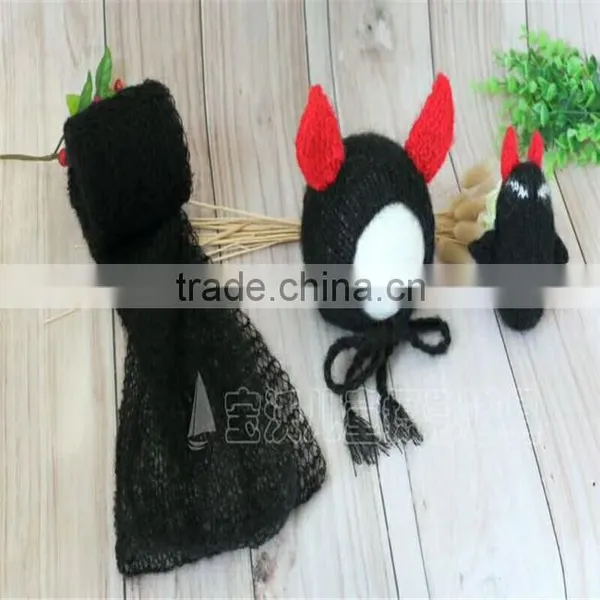 Lovely Monster Doll Crochet Monster Bonnet and Wrap Newborn Stuffer Layering Photograpy Props photo-3