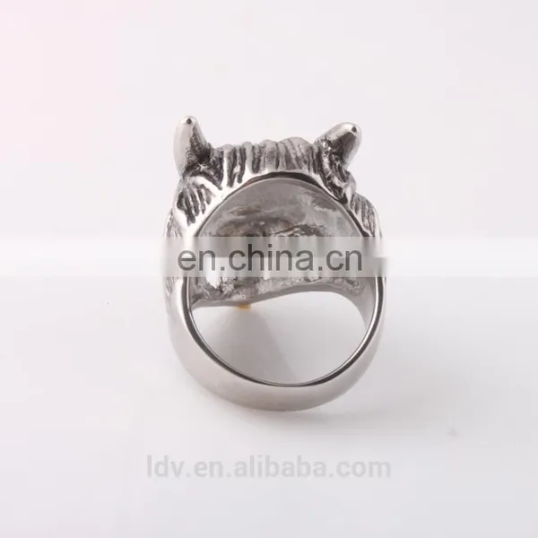 Latest Design High Quality Hollow Wolf Stainless Steel Ring photo-3