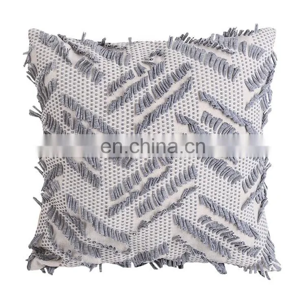 Boho Style Colorful Hand Block Indian Pillow Cover Decorative 18X18" Embroidery Chindi Cushion Cover photo-2