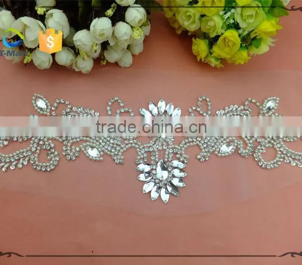 Bling Bling Clear Glass Stone Embroidery Sew on Rhinestone Patch photo-3