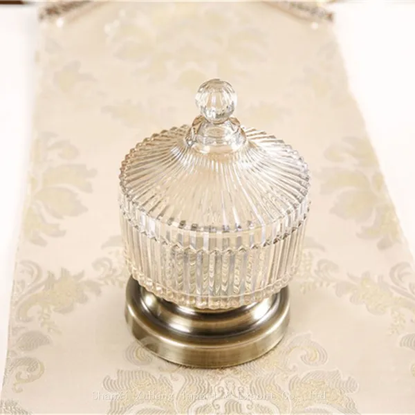 Wholesale Luxury Vintage Crystal Colorful Glass Candy Jars Storage Jar Candle Container With Lid For Festival Use photo-5