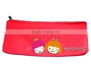 Hot selling soft material printed Waterproof neoprene pencil bag with zipper
