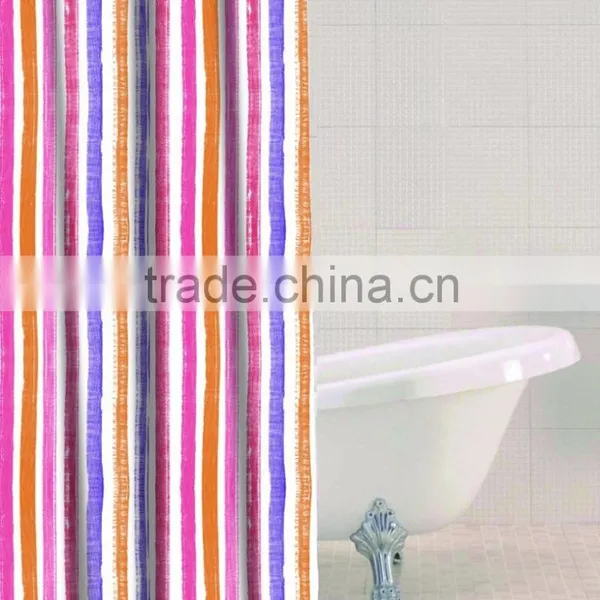 Shower Curtain Gray Stripe Printed, Hot Sale Classic Bathroom Waterproof Curtain photo-3