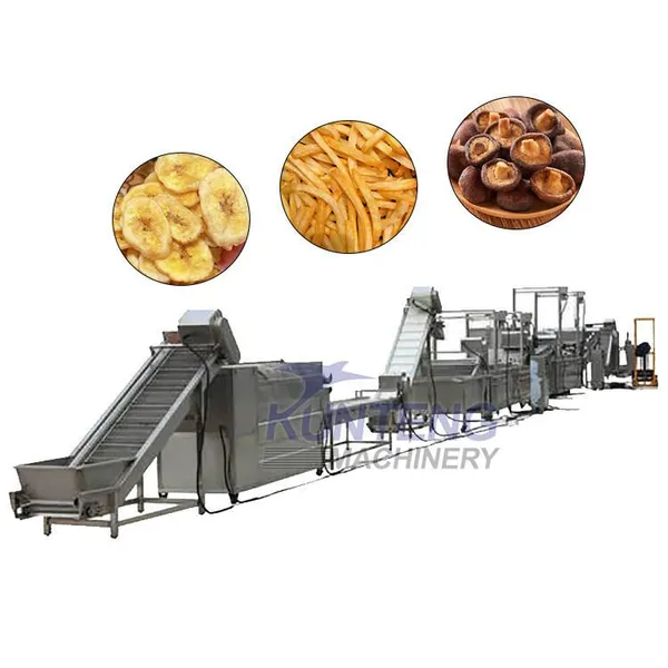 Automatische Produktionslinie zum Frittieren von gefrorenen französischen Pommes, Hähnchenbraten, frittierten Zwiebeln und Bananenscheiben