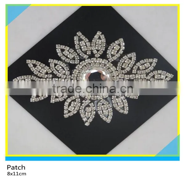 Hotfix Crystal Rhienstone Decals Bling Bling Rhinestone Cup Chain Applique 9x9cm photo-6