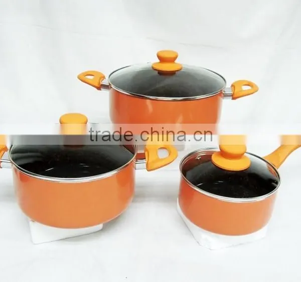 New Ceramic and Orange Marble Coating Press Aluminum Casserole Pot With Comfortable Handles Quality Choice photo-4