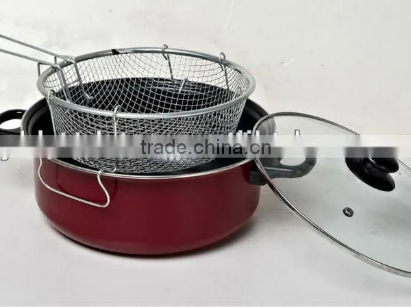 3pcs/ 3 Pcs Non Stick Carbon Steel Cookware Sauce Pot Pan With Metal Frying Basket Crisp Potato photo-2