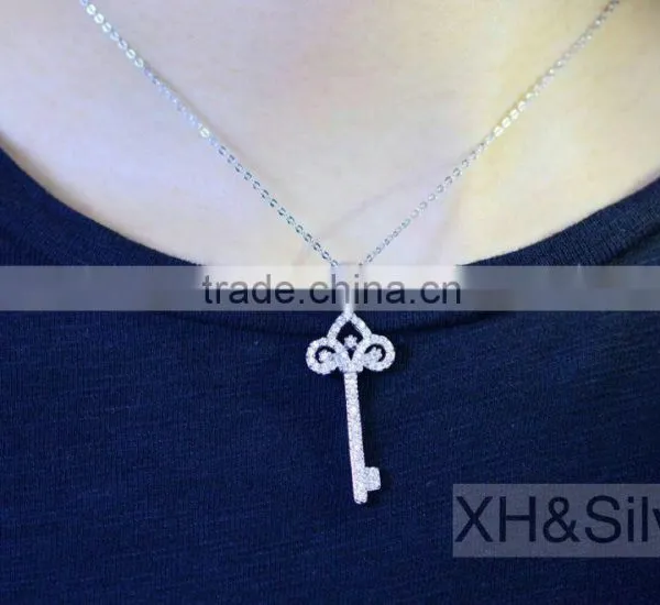 925 Sterling Silver Elegant Jewelry With Diamond Pendant Necklaces