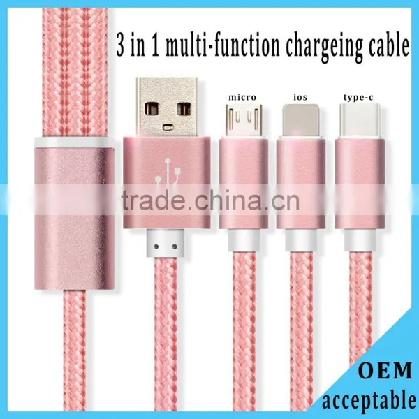Multi-function Usb Multi Charger Charging Plug USB Data Line Cable 8pins Micro Type c 3 in 1 for IPhone and Android photo-2