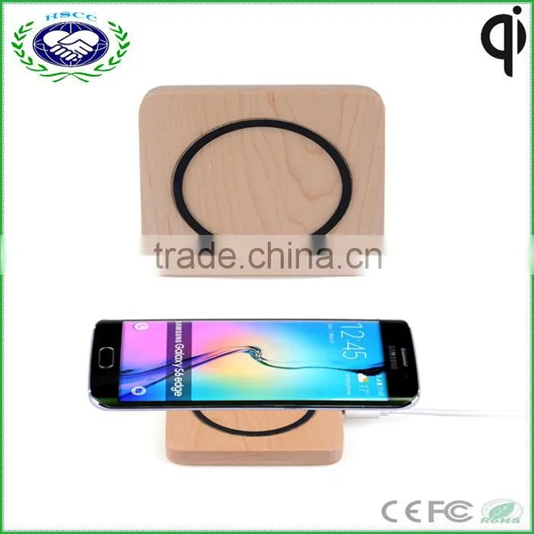 Natural Real Maple Wood Wireless Phone Charger Pad QI Charger for Smart Phone photo-2