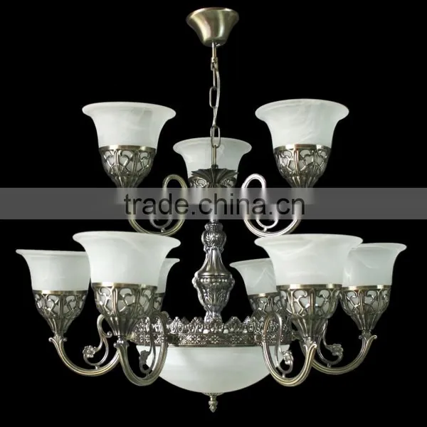 Large Bronze Chandelier Coozen Wrought Iron Retro Rustic Lighting Fixture photo-2