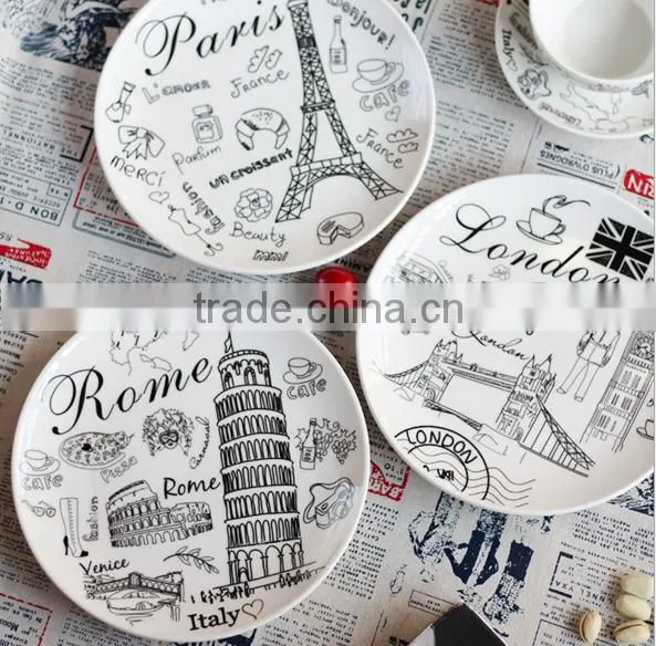 Western Food Tray Impression Wind 8 Inches Of Bone China Tableware Yxf001