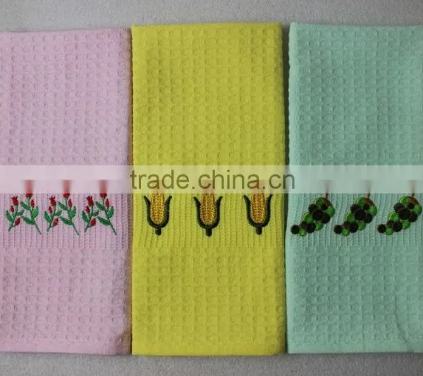 Custom Solid Colorful Waffle Tea Towels 100% Cotton 2016 With Embroidery photo-4