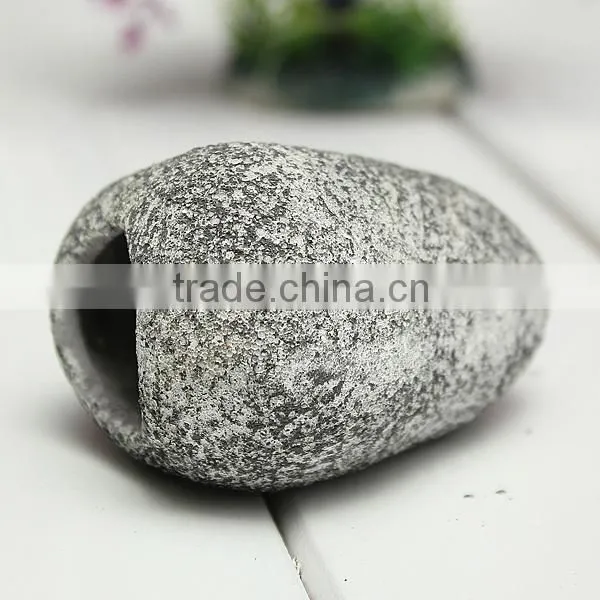 Hot Sale 2015 New Arrival Aquarium Ceramic Rock Cave Stone Decoration For Fish Tank S/M/L Withe 2 Holes