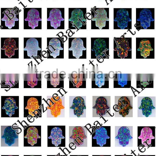 Many Colors!!! Wholesale 925 Sterling Silver Hamsa Hand Charm/Opal Gemstone Hamsa Hand Shape Opal Pendant Charm Quality Choice photo-2