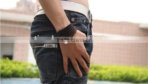 Men Bracelet Leather Male Leather Bracelet Leather Charm Bracelet photo-2
