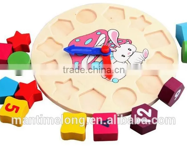 Wooden Toy Digital Geometry Clock Children's Educational Toy Building Blocks photo-4