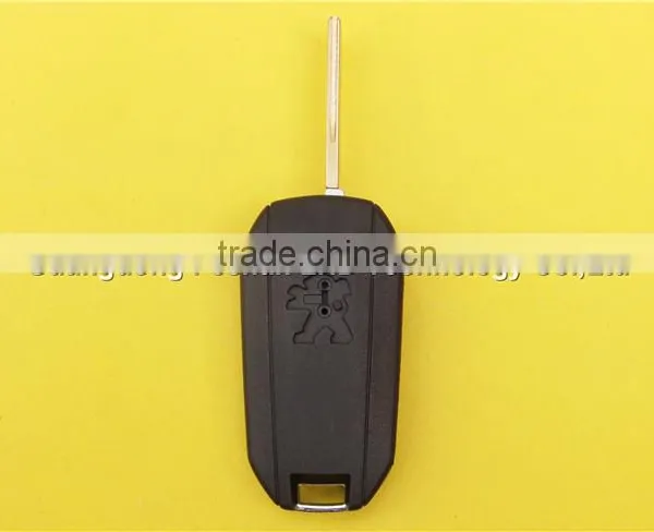 Peugeot Car Key 3 Button Flip Remote Replacement Key Shell With Groove Blade photo-3