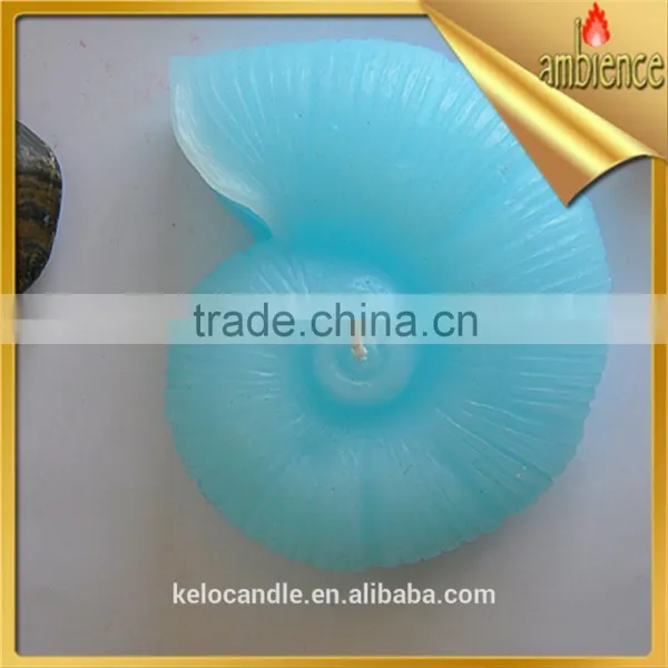 Blue Colored Seashell Candle Paraffin Wax Craft Candle for Spa