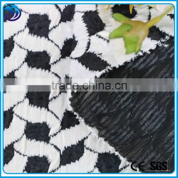 Knit Jacquard Soild Dyed Soft Cotton Polyester Spandex Fabric for Ladies Garment photo-3