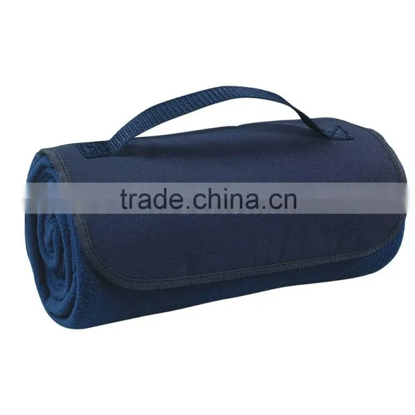 Portable Roll Up Blue Color Polar Fleece Blanket With Strap photo-5