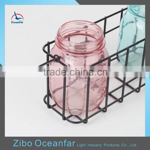 Hot Sale Colored Jars Drinking Mason Glass Metal Stand 16oz Mason Jars Wholesale photo-3