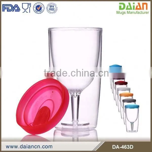 BPA Free Fancy Unbreakable Clear Double Wall Plastic Wine Glass Quality Choice