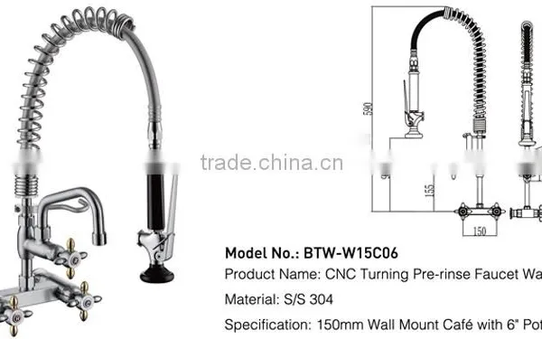 Wholesale Custom Wall Mounted Commercial Pre-rinse Stainles Steel Industrial Kitchen Sink Faucet photo-6