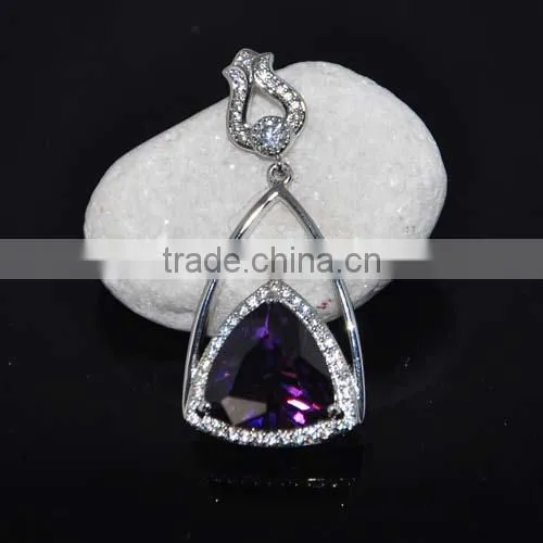 Wholesale Fashion Jewelry With Glass Stone/brass and Silver Pendant Necklace photo-3