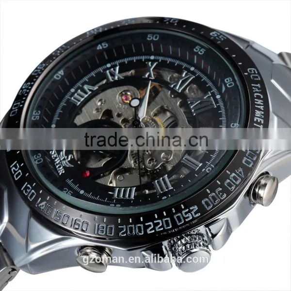 Sewor Silver Stainless Steel Mens Automatic Wrist Watch Casual Bracelet Mechanical Watch photo-3