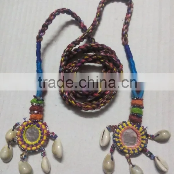 Indian Vintage Handmade Embroidered Waist Belt Tassels Tribal Kutch Waist Band Banjara Ethnic Pom Pom Belts