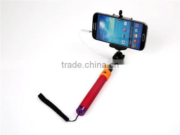 New Product Charge Free Wired Monopod Selfie Stick Cable Take Pole Selfie Stick