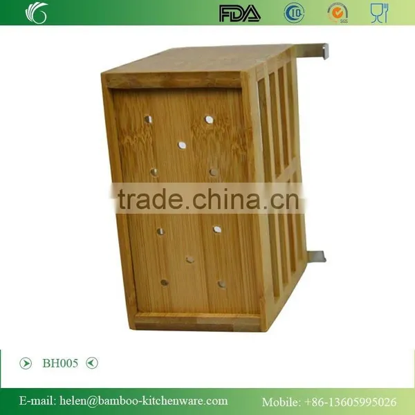 BH005/Natural Bamboo Flatware Holder Cutlery Basket Utensil Drying Rack Cutlery Rack for Kitchen Dinnerware Draining Rack photo-4