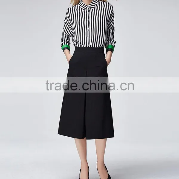 China Supplier Online Shopping New Arrival Fashion Black High Waisted Women Wide Leg Pants photo-2