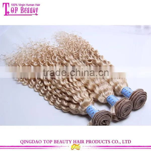 Wholesale Cheap High Quality Long Curly Hair Weave 100% Virgin Indian Human Hair 613 Blonde Hair Weave photo-2