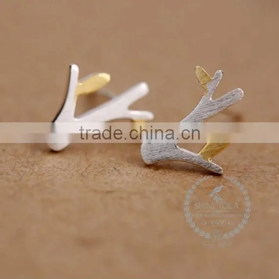 925 Sterling Solid Silver Tree Plant Mix Color Branch Leaf Earring Stud Fashion Women Earrings 6730610 photo-3