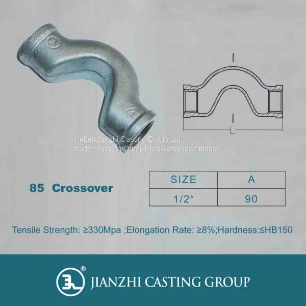 Hot Galvanized and Black Malleable Cast Iron Pipe Fitting Crossovers