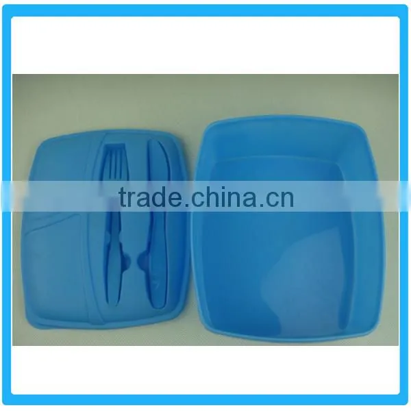 Plastic Preservation Box With Knife And Fork , Kitchen Crisper ,Plastic Lunch Box With Knife And Fork