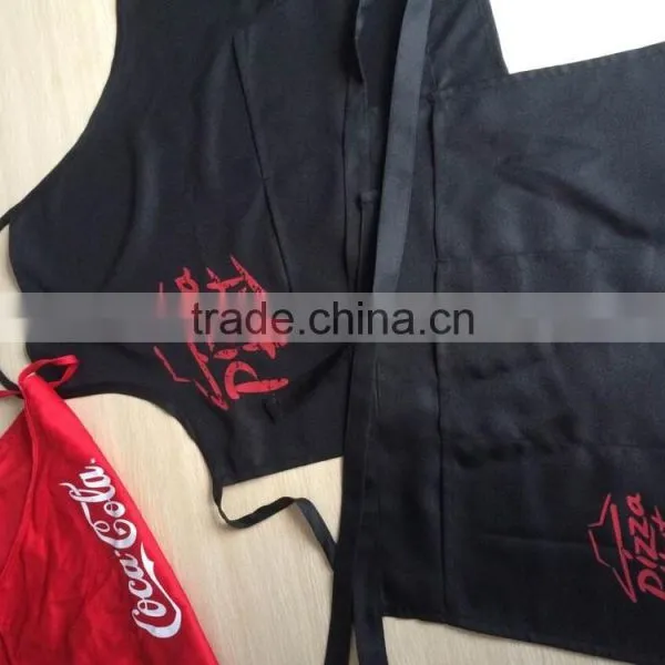 Coffee Shop Wholesale Bar Waiter Black Pizza Hut Apron With Silk Printing Logo photo-2
